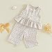 Thorn Tree Girls Summer Outfits Ruffle Sleeve Button Up Dress Tops Plaid Linen Pants Spring Toddler Girl Clothes (Beige C, 0-6 Months)