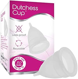 DUTCHESS Menstrual Cup - Reusable, Soft, Medical-Grade Silicone Period Cups - Easy to Clean Tampon and Pad Alternative - White, Large