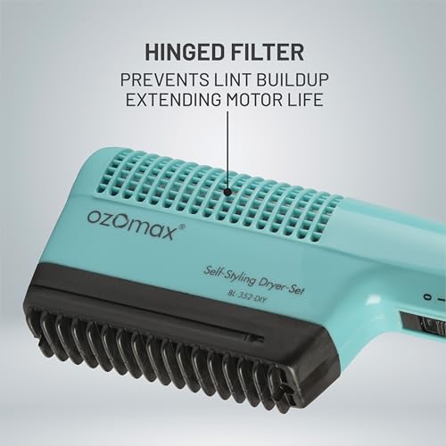 Image of Ozomax Windsor Self-Styling Hair and Beard Dryer Set - 1000W, 2-Speed Settings, 2 Comb Attachments for Styling and Smoothing