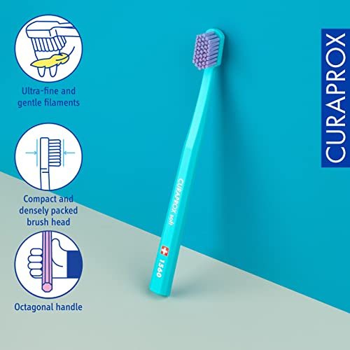 Curaprox 3 x Zahnbürste CS 1560 Soft - Handzahnbürste für Erwachsene mit 1560 Soft CUREN Borsten - 3 Stück, zufällige Farbe – Bild 4