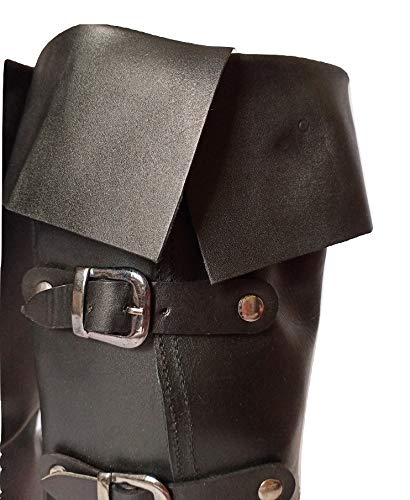 Annafi® Medieval Leather Boots 4 Buckle | Renaissance Inspired Loafer Boot | Halloween Caribbean Pirate Costume Boots | Re-Enactment Viking Mens Shoes| Sca Larp Riding Costume Boot For Cosplay | Long Boots (Numeric_8) #TOP6