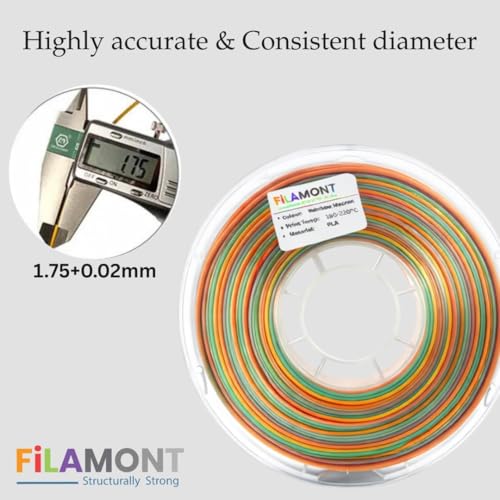 Image of FiLAMONT PLA Silk Filament 1.75mm, 3D Printer Filament, Shiny Silk 1.75 PLA Filament, 1kg(2.2Lbs) /Spool (Silk Macaron Rainbow)