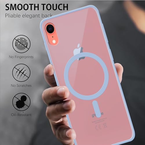 Image of amazon basics Luxury Paper Thin Back Case Cover for iPhone XR | Matte Finish | Compatible with magsafe | (Blue, iPhone XR)