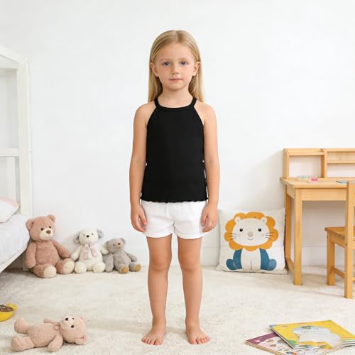 Image of ROMPERINBOX Toddler Tank Tops Girls 3 Pack Ribbed Knit Multipacks Halter Top Camisoles Undershirt