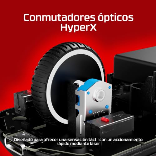 Ratón gaming inalámbrico HyperX modular con batería de 90h y sensor 26K 6