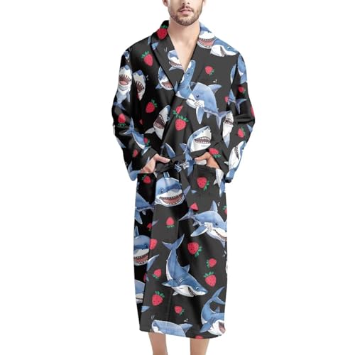 Belidome Men Bathrobe with Pockets Long Sleeve Soft Long Robe for Spa Party