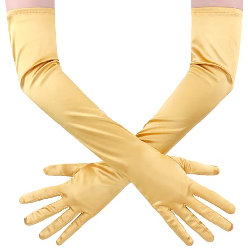 Long Satin Gloves for Women Stretchy Opera Gloves Elbow Length 20in 1920s Costume Party2
