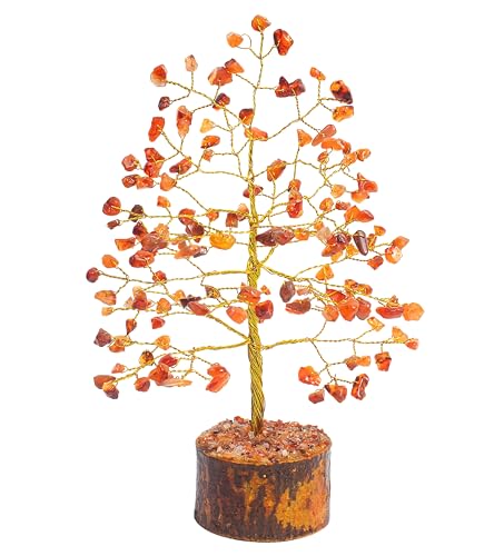 Image of ZAICUS Carnelian Stone Tree of Life Feng Shui Bonsai 7-8 Inch