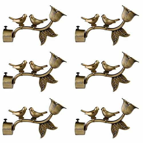 Image of FERIO Premium New Look Love Birds Alloy Zinc Antique Brass Curtain Finials Only Without Bracket (Antique Brass, 6 Pcs)