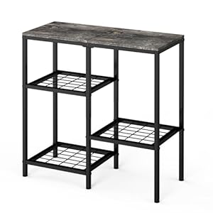 YBING Fish Tank Stand, 20 Gallon Aquarium Stand with Shelf, Metal Turtle Reptile Tank Stand, with 3 Small Mesh Shelves, 330 LBS Capacity Gray