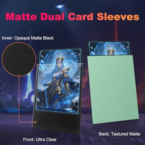 Image of 200 Pack Card Sleeves, Matte Dual Trading Card Sleeves with Opaque Back & Smooth Shuffle, Tear Resistant Card Protectors for MTG, TCG (Eucalyptus Green)