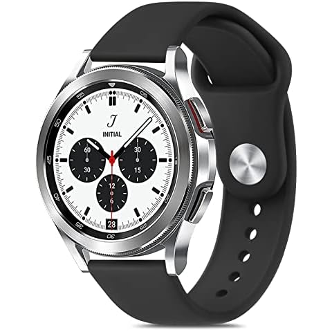 Tobfit For Samsung Galaxy Watch 4 Classic 46 mm 42 mm Sport Silicone 20 mm Replacement Straps for Samsung Galaxy Watch 4 Classic (One Size, Black) Cover