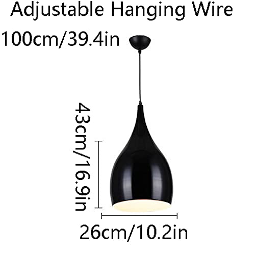Plafonnier moderne à LED suspension industrielle E27 métal goutte d'eau noir - 2