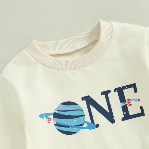 Pudcoco Toddler Baby Boys First Birthday Outfit 1st Birthday Space One Astronaut Sweatshirt and Jogger Pants Set4