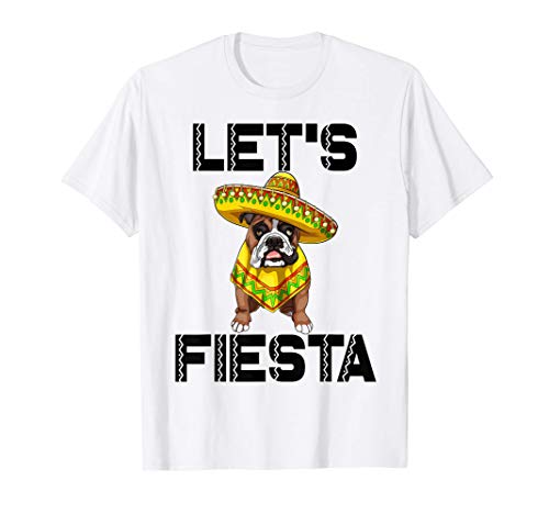 Lets Fiesta Bulldog Tee Shirt Cinco De Mexican Celebration Maglietta
