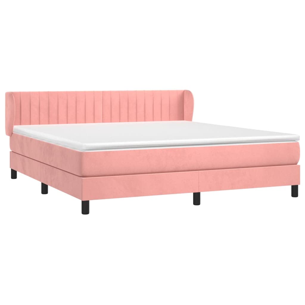 vidaXL Sommier à Lattes de lit avec Matelas Rose 180x200 cm Velours