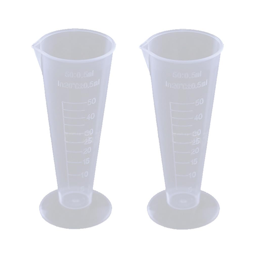 2PCS Plastic Graduated Beakers Transparent Lab Measuring Cup 50ml Capacity Clear Plastic Liquid Cup Container for or Laboratory, Science Experiments