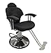 Crisnails - Sillón Profesional de Peluquería, 360º Giratoria con Base Fijo y Apoyapies de Metal, Altura Regulable, Asiento Suave y Cómodo de Material Piel (Negro)