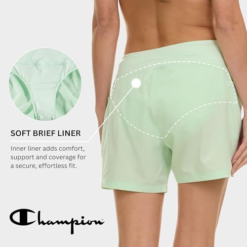 Champion Swim Board Shorts for Women, 5” Swim Shorts Women with Pockets for Beach, Pool, Summer Lime - image 5