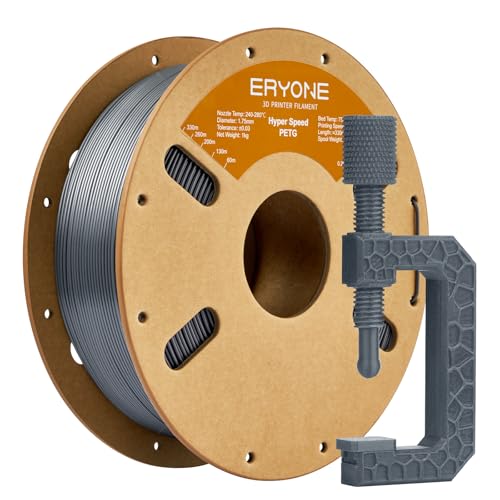 ERYONE Rapid PETG Filament 1.75mm +/- 0.03mm, High Speed 30-500mm/s 3D Printing Filament, Hyper Speed PETG Filament Fit Most FDM Printer, 1kg (2.2LBS) / Spool, Grey