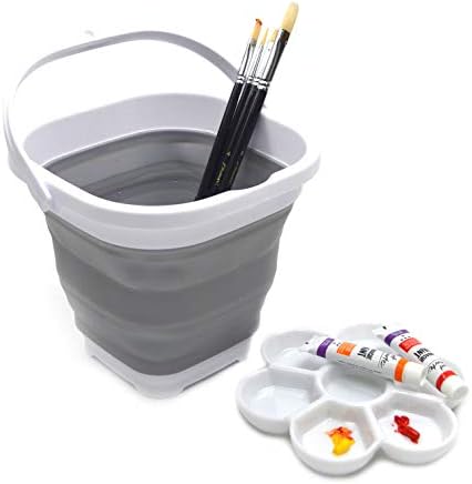 SAMMART Set of 2-2.6L Super Mini Sqare Collapsible Plastic Bucket - Foldable Square Tub - Portable Fishing Water Pail - Space Saving Outdoor Waterpot