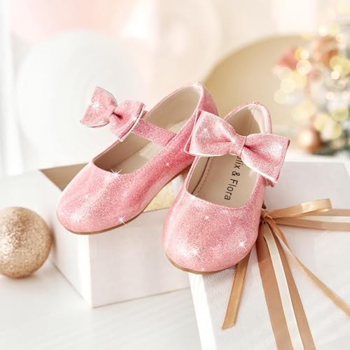 image for Felix & Flora Toddler Girl Pink Dress Shoes Size 12 Flower Girl Mary J