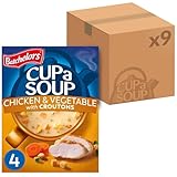 Batchelors Cup a Soup Chicken & Vegetable With Croutons Instant Soup, 4 Sachets Per 110 g Box (Total 9 Boxes = 36 Sachets)