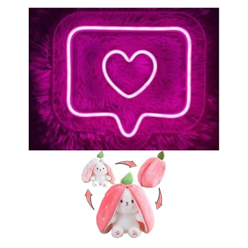 Image of EITHEO Stuffed Animal Plushie Stuffed Toy for Kids (Neon Instagram Like + Bunny)