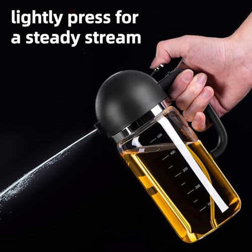 CXINYI 17oz Olive Oil Dispenser - 2 in 1 Oil Dispenser and Oil Sprayer - 500ml Oil Bottle with Pourer - Oil Sprayer for Cooking, Kitchen, Salad, Barbecue 2 pcs Black