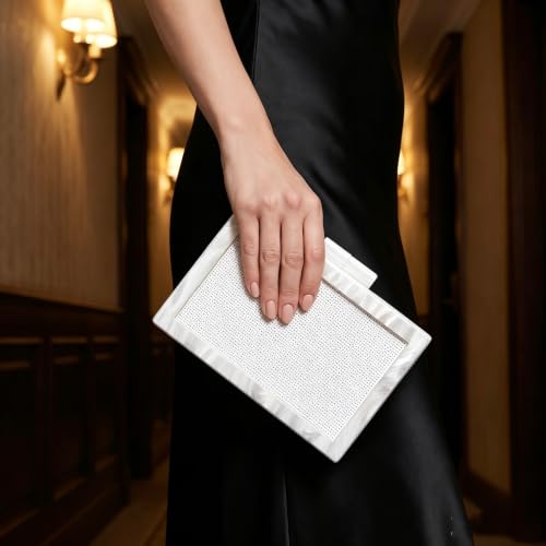 Image of RomanticDesign Women Acrylic Handbag Rattan Woven Pattern Square Box Crossbody Handbag Shoulder Bag Chain Purse