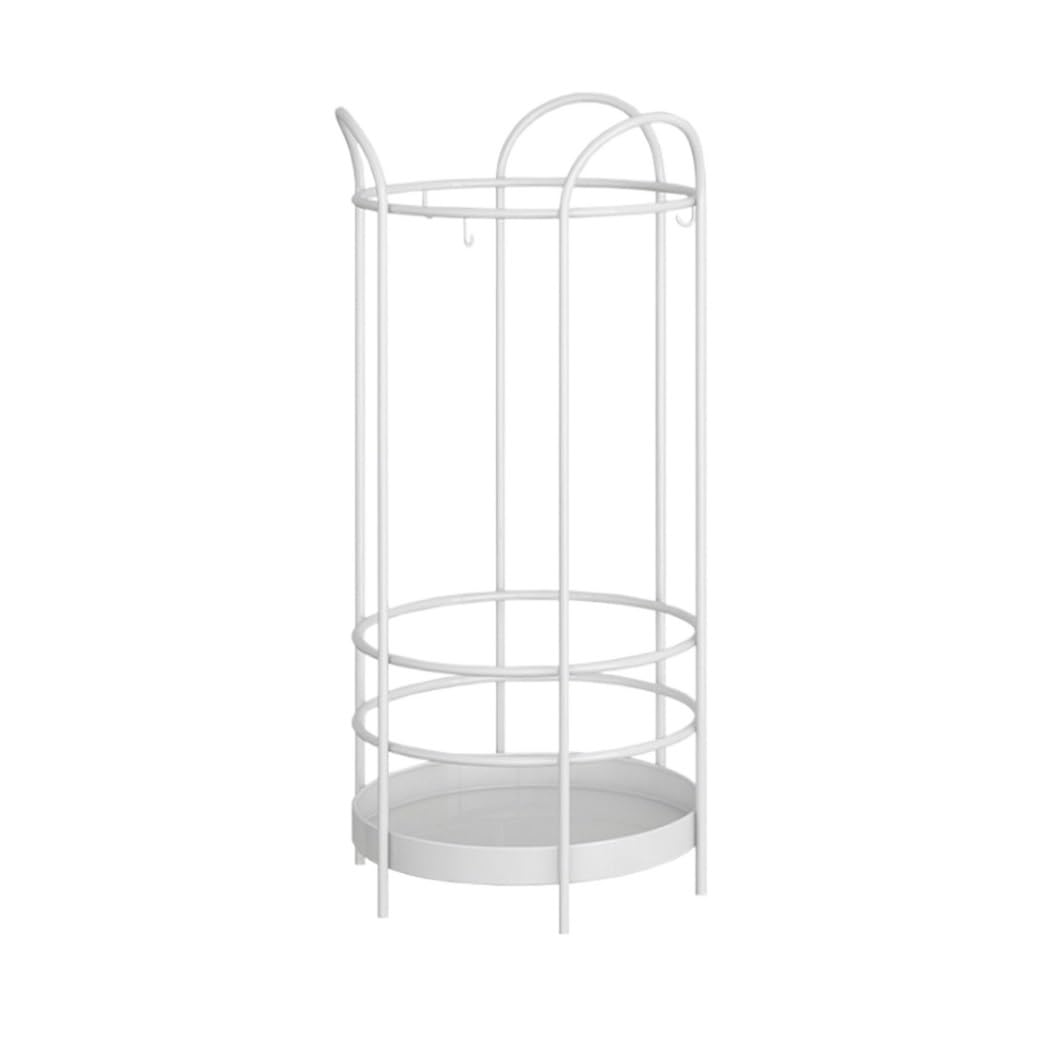 BHFPFZA Metal Umbrella Stand, Modern Indoor Umbrella Holder, Decorative Home Office, Hollow Design for Entryway Corridor, Stylish White Umbrella Bucket