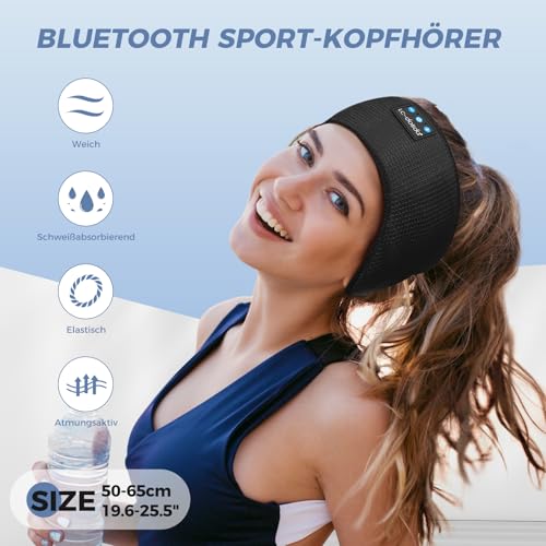 LC-dolida Schlafkopfhörer Bluetooth 5.4, Schlaf Stirnband Kopfhörer Headband Schlafmaske, Sportskopfhörer Musik schlafen Stirnband für Sport Training, Joggen, Yoga, Reisen
