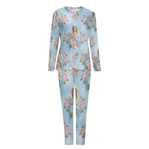 Image of Womens Pajamas Sets 2 Piece Long Sleeve Lounge Set Loose Pants Pj Sets Loungewear with Pockets