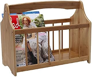 raxter Magazine Rack Robust Bamboo with Handle for Newspapers Newsletters Crosswords Books Storage Natural