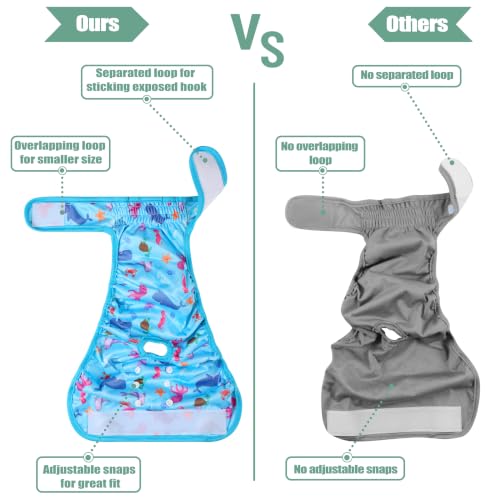 Image of wegreeco Female Dog Diapers, Washable Reusable Pet Puppy Doggie Diapers for Small Medium Large Female Dogs in Heat Period, Doggy Period Panties, 5 Pack, Medium, Dolphins Pattern