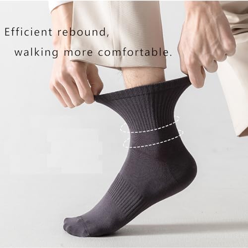 Mens Breathable Dress Socks,Cotton Athletic Crew Socks for Men,Casual Classic Plain Colors 5 Pairs4