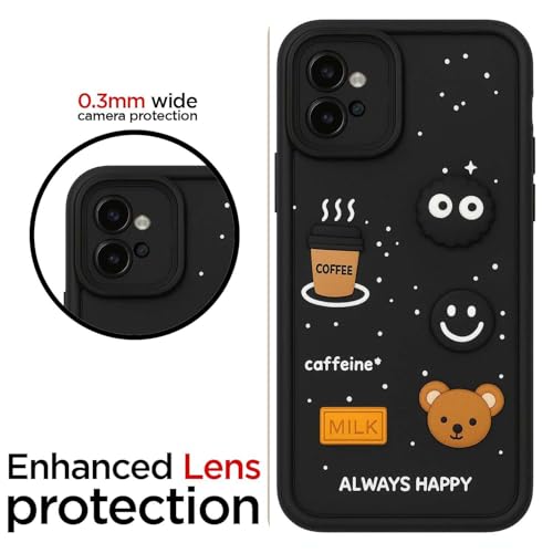 Image of COVERBLACK Cute Fun Ball | Taddy Cartoon 3D Smiley Coffee | Milk Case | Full Camera Protection Back Cover Compatible for Moto G32 - Black
