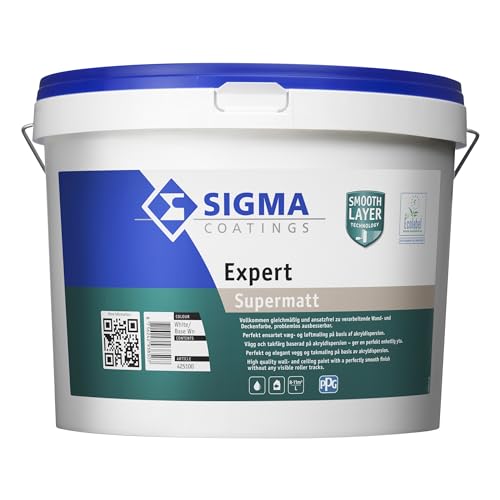 Sigma Expert - Pintura para pared (5 litros, para interiores, supermate, base de acrilato 100% puro)