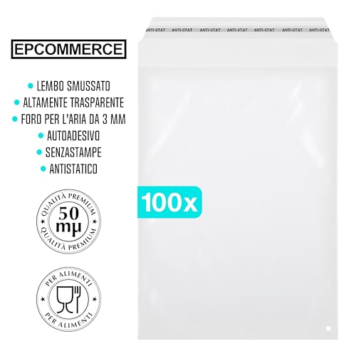 100 x selbstklebende Folienbeutel, 225x310 mm, im DIN A4 Format, transparent, antistatisch, ideal zum Verpacken von Druckmedien oder Textilien.