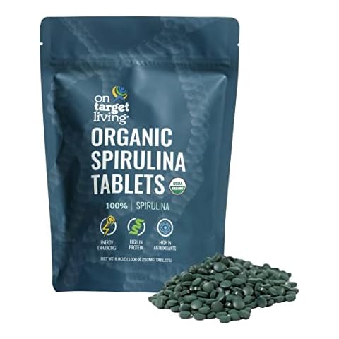 On Target Living Organic Spirulina Tablets | USDA Organic | 1000 Tablets | Energy Enhancing | Lowers Inflammation | Premium Protien Source | Vegan | Athletic Performance | Cover