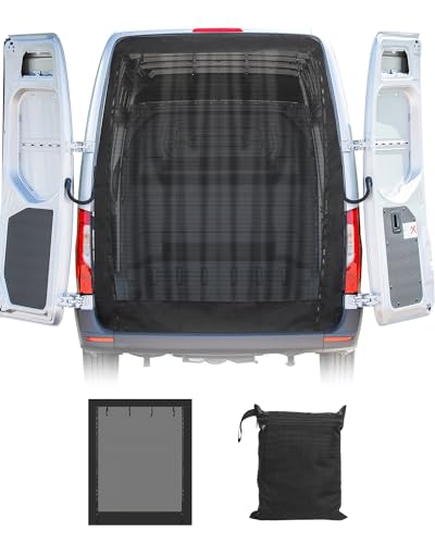 SUPAREE Mosquitera Puerta de Coche Mosquitera Puerta Trasera Furgoneta mosquitera Furgoneta Camper Universal con Cierre de Gancho y Bucle y Cremallera para Autocaravana Caravana Camping (170x165cm)