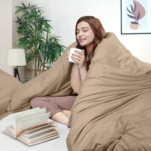 Image of Utopia Bedding Duvet Cover Twin Size - 2 Piece with Zipper Closure - 1 Comforter Cover 68X90 Inches & 1 Pillow Sham 20X26 Inches (Sand) Comforter Not Included