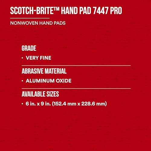 Scotch-Brite 7447 PRO Hand Pad - Hand Sanding Pad - For Metal Surface Preparation, Removing Rust and Paint and Finishing - 6" x 9"