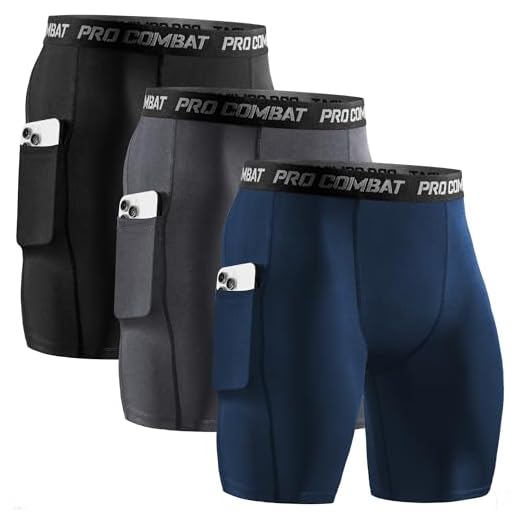 Niksa Mallas Cortas Running Hombre Pantalones Cortos de Compresión Pantalones Cortos Entrenamiento con Bolsillo para Celular para Deporte, Fitness, Gym，Negro+Gris+Azul Marino M