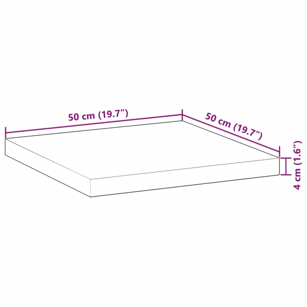 vidaXL Tablero de Mesa Cuadrado Madera Maciza Acacia 50x50x4 cm, Tablero de Mesa de Repuesto, Tablero de Mesa Cuadrado, Tablero de Mesa Cuadrada