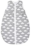 TupTam Baby Schlafsack Wattiert ohne Ärmel , Farbe: Wolken Weiß / Grau, Größe: 92-98