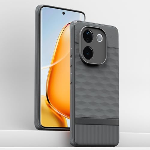 Image of Pikkme Back Cover for Vivo T3 Pro 5G / iQOO Z9s Pro 5G Camera Protection 3D Hexa Cube Design Silicone Protective Bumper Case (Grey)