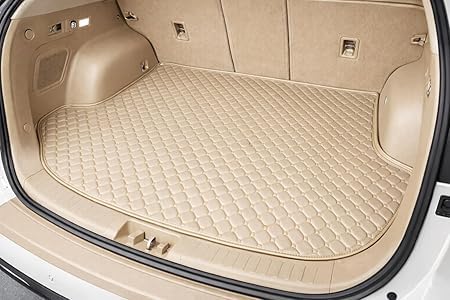 Car Boot Mat for Toyota Fortuner (2017-Onwards) | Heavy Duty Waterproof Trunk Mat | Anti-Slip Cargo Liner | Car Dicky Mat |Custom Fit Vehicle Specific Rear Trunk Floor Mat | Beige