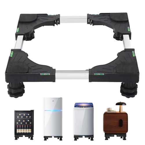 I'SMARTMOON Mini Fridge Stand,Raised Base Adjustable Mini Refrigerator Stand,Christmas Tree Platform,Pedestal Stand, 4 Strong Feet Washer and Dryer Stand,Base for Heavy weight (Black)