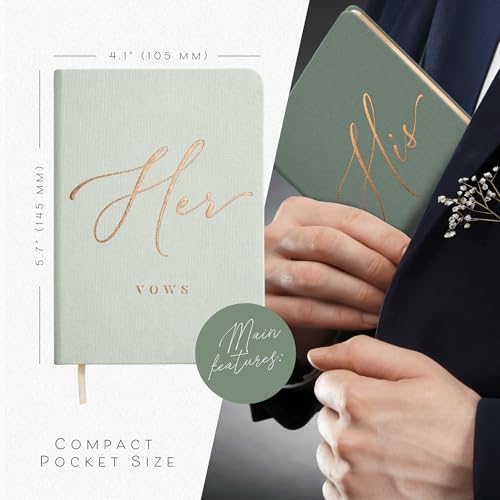 Image of ARTESORI Vow Books His and Hers - Linen Wedding Vow Books Perfect as Bride & Groom Gifts, Wedding Registry Ideas - His & Hers Gifts Wedding Vow Book - Wedding Essentials & Accessories [Mint & Sage]